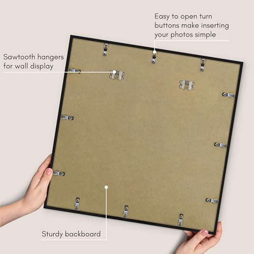 Americanflat 25x25 Picture Frame with Polished Plexiglass - Streamline Collection - Thin Border Square Frame for Wall Display - Hanging Hardware Included - Black