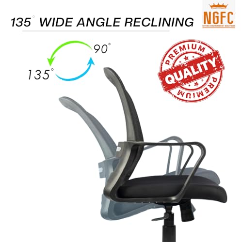 Image of NGFC Mesh Mid Back Ergonomic Work from Home Office Desk Chair, Study Chair, Revolving Chair, Computer Chair, Ergonomic Lumbar Support, Tilt Lock Mechanism (2, Black)