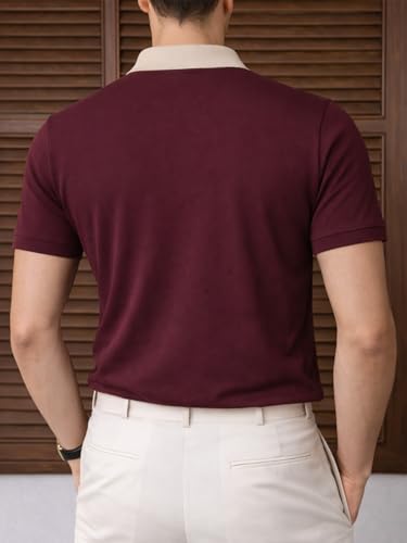 Image of Veirdo Men's Polo T-Shirt Regular Fit, Half Sleeve Contrast Collar Tee, Solid Color Summer Wear, Comfortable Travel, Casual & Office Styling (Sizes S-2XL)