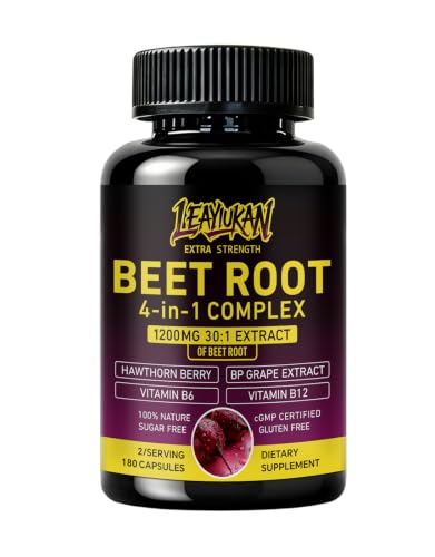 Image of Beet Root Capsules, 1200mg 30:1 Extract, Grape Seed & Hawthorn, 180 Caps