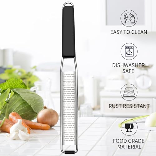 Image of Cambom Lemon & Citrus Zester, Cheese Graters with Stainless Steel Sharp Blade for Parmesan Cheese, Ginger, Garlic, Nutmeg, Chocolate, Vegetables, Fruits, Dishwasher Safe Shredder Fine Blade
