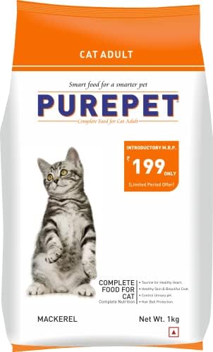 Purepet Adult Dry Cat Food Mackerel Flavour, 1 kg Pack