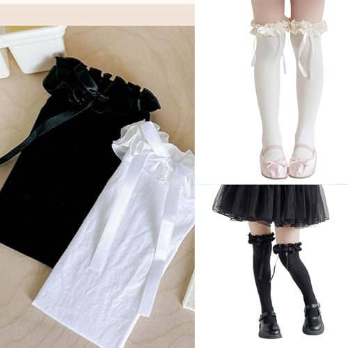 Loose Socks Lace Calf Socks Bowknot High Boot Socks Leg Long Knee Stockings Breathable Children Socks2