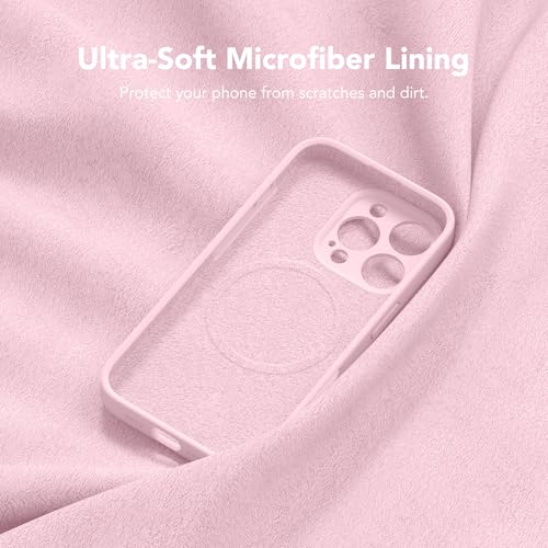 Image of Magnetic for iPhone 16 Pro Max Case, Compatible with MagSafe, [Full Camera Protection][Screen Protector] Silicone Shockproof Protective Phone Case for iPhone 16 Pro Max 6.9 inch, Chalk Pink