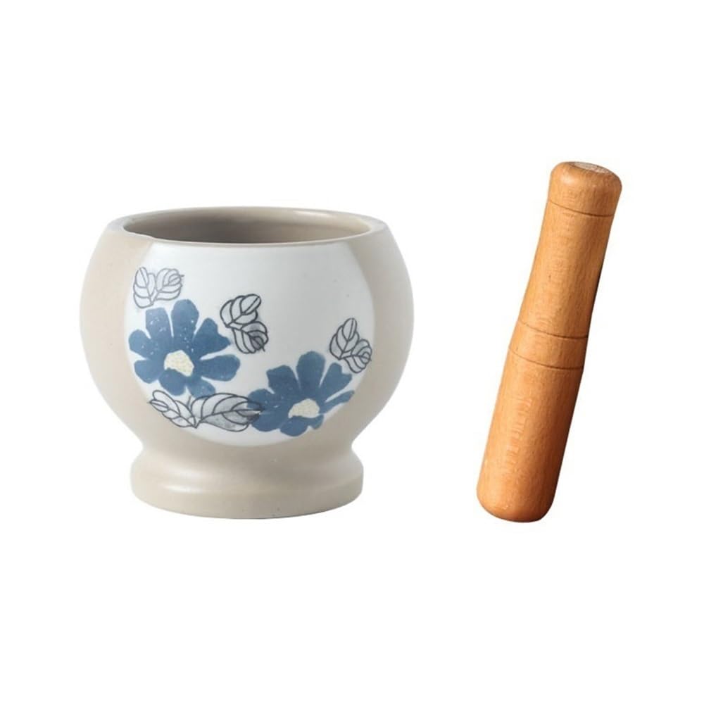 Set Mortaio e pestello Set di Mortaio e pestello for spezie Manuale in Ceramica con martellatore Multifunzionale for condimenti, smerigliatrice for Erbe Grinder Spice Herb Grinder(Blue)