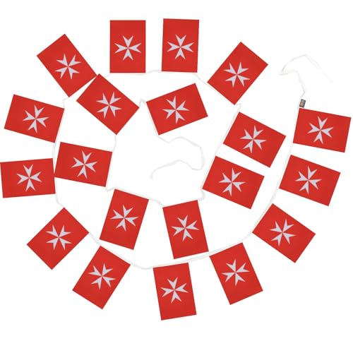 Image of AZ FLAG Activity Order of Malta 6 meters BUNTING Flag 20 flags 9'' x 6'' - St John of Jerusalem STRING flags 15 x 21 cm