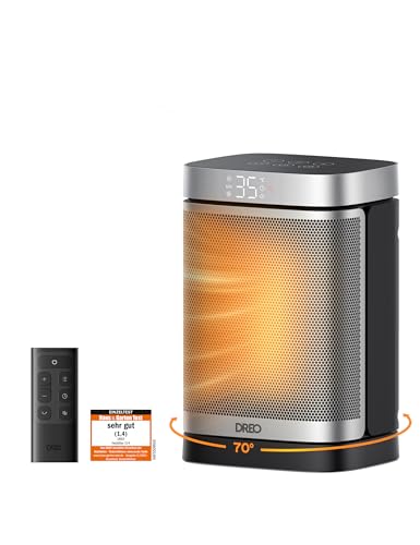 Dreo Heizlüfter Energiesparend Klein, 1500W Heizung Elektrisch mit Thermostat, 70° Oszillierend Elektroheizung, PTC Keramik Heizlüfter Leise, ECO-Modus, 12-Std-Timer, Überhitzungs- & Kippschutz