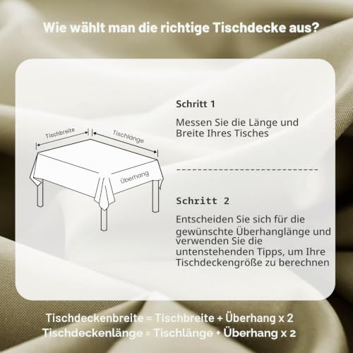 DWCN Khaki Tischdecke Outdoor Wetterfest 140x110cm Fleckschutz Waschbar – Ansicht 3