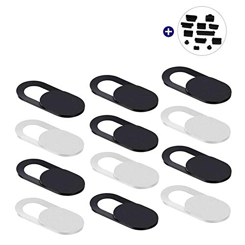 AMZSUPER ERA 12 stuks webcamafdekkingen slider voor laptop, iPad, telefoon, camera, effectieve bescherming tegen hakkers, 0,69 mm ultradun past sterk zelfklevend blok
