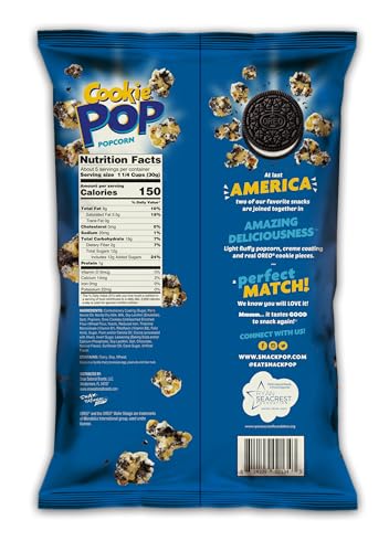 COOKIE POP Oreo Cookie Coated Popcorn (5.25oz bags, 12-Pack)