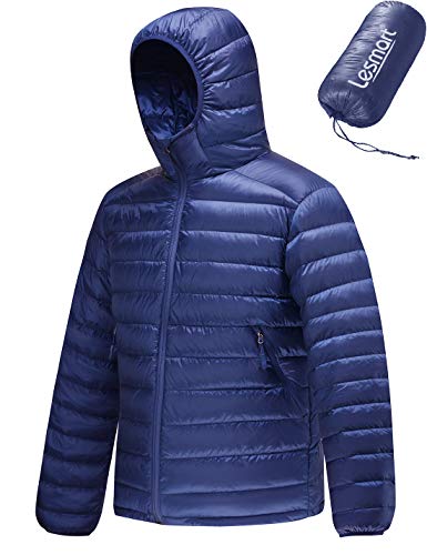 Image of Lesmart Men Down Jacket Puffer Winter Jacket with Hooded Packable Lightweight Windproof Insulated Warm Coat