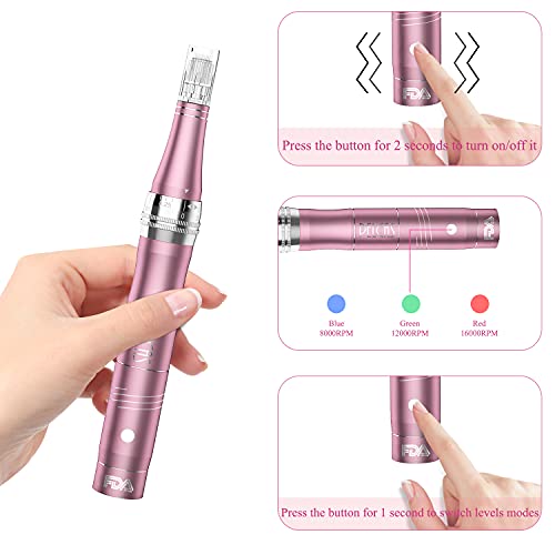 Pelcas Electric Cordless Microneedling Pen With 24 Pcs Replacement Cartridges, Adjustable 0.25Mm Microneedle Dermapen Easy To Use At Home #TOP4