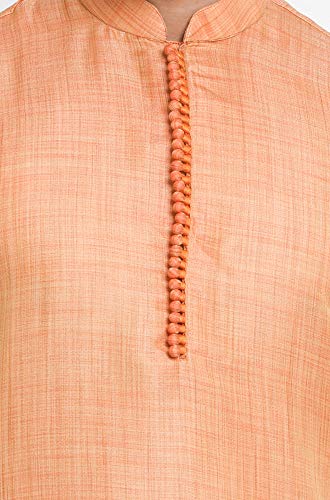 Image of VASTRAMAY Men's Beige Cotton Silk Blend Kurta