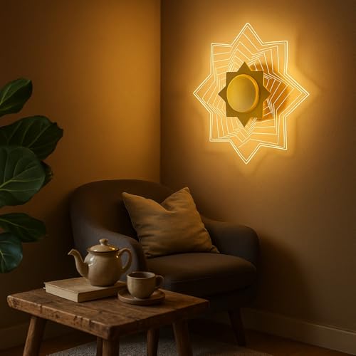 Image of Lamp master Star Wall & Ceiling Light | 3-in-1 Color Changing LED | Antique Gold Finish | Modern Decorative Wall Lamp for Bedroom, Living Room, Kids Room, Hallway & Home Decor Lighting