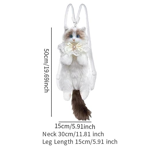 Image of Wise Guys Cat Shape Backpack Bag for Kids Girls with Sound, Realistic Cat Bag, Soft Plush Animal bag (Random Color)