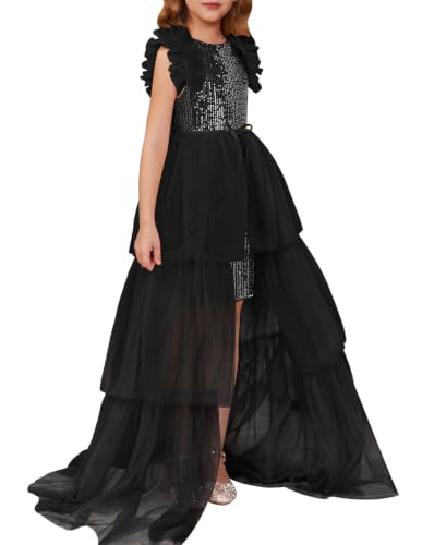 Image of GRACE KARIN Girls Sequin Formal Pageant Fancy Party Ruffle Prom Maxi Dress