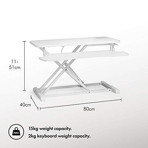 VonHaus Standing Desk Converter Dual Monitor - Gas Assisted Height Adjustable Sit to Stand Desk...