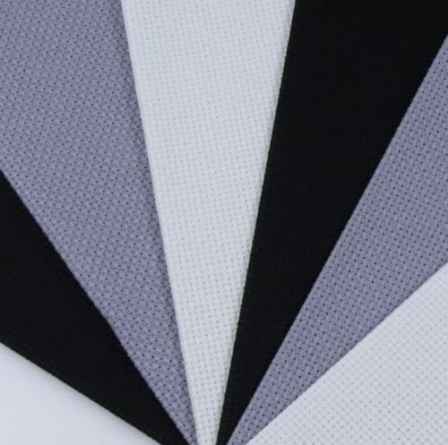 Image of KCS 4 /6 pc of 12 inch x 18 inch(30cmx45cm) 16 Count Cotton Aida Cloth Cross Stitch Fabric (6 pc,White+Light Steel Grey+ Black)