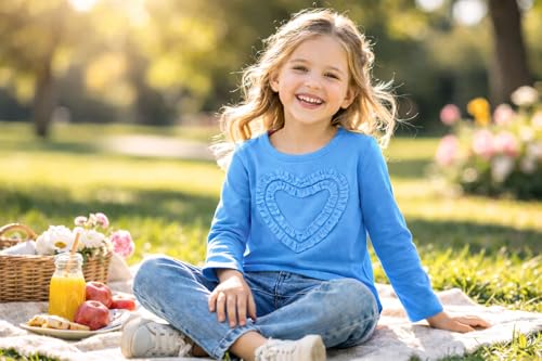 Image of Girls' Heart-Shaped Long Sleeve T-Shirt