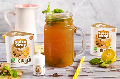 Spice Drop Ginger (Adarak) Extract | Natural Spice For Food and Beverages | Authentic Taste and Aromatic Flavor | Vegan | Pack Of 3, 5ML Each (180 Drops Equivalent To 40 Grams Powder)