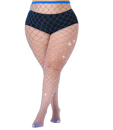 Image of Plus Size Fishnet tights Glitter stockings Sparkly Pantyhose Leggings for women-Big Mesh