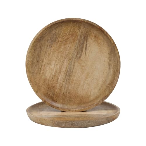 The Wooden Town Platos redondos de madera de 13 pulgadas, platos de carga de madera natural para centro de mesa, platos ligeros de fácil limpieza, platos de servir para aperitivos, postres, ensalada,