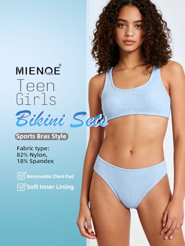 Image of Tween Teen Girls Two Piece Bikini Swimsuit | Not See-Through Removable Chest Pads | Cute Bathing Suit Ages 6-17