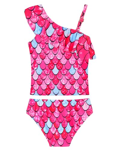 Girls Tankini Swimsuit Two Piece Bathing Suit Colorful Toddler Kids Ruffle Swimwear Adjustable Strap Summer Beach2