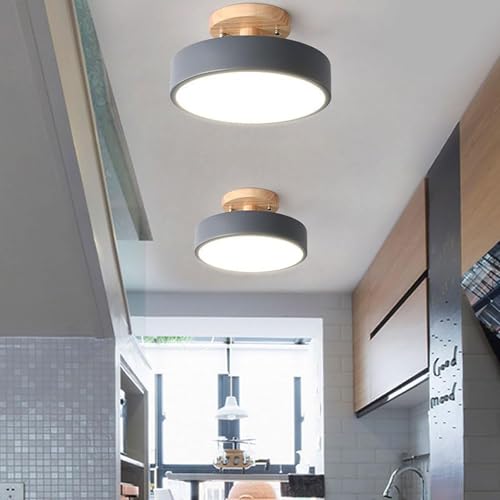 Lampe de plafond LED en bois gris pour une chambre cocooning