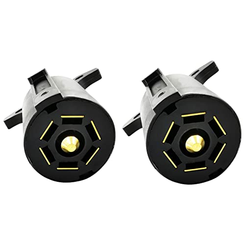 Carkio 7 Way Round RV Flat Blade Connector 7 Pin Trailer Plug 7 Way Trailer Plug 12V Connector Adapter 7 Pin Plug Adapter for Trailer RV Yacht,2 Pack