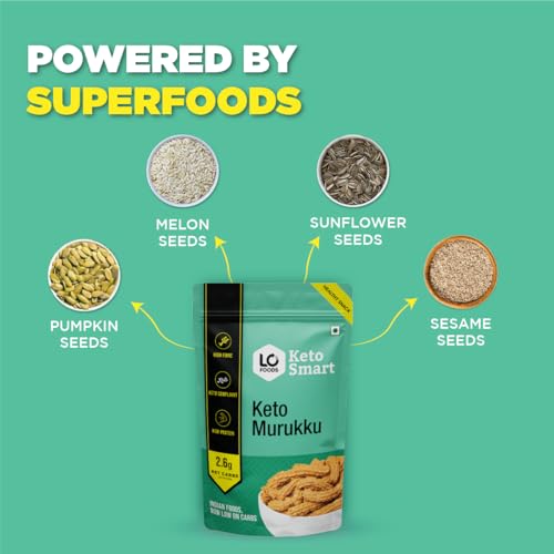 Lo! Foods - Keto Murukku (400g) | 2.6g Net Carb | Healthy Snacks Tested for Keto Diet | Low Carb Snack | Diet Snack Food | Keto Namkeen