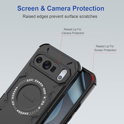 Image of amazon basics Back Case Cover for Google Pixel 10 | Magnetic Case with Built-in Metal Ring | Supports MagSafe Charger, Wallet & Car Mount | Shockproof Hybrid PC + TPU | Black