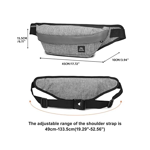 Fanny Pack for Men,Crossbody Fanny Waist Bag Pack for Wen,Belt Bag for Travel Walking Running Hiking Cycling with Adjustable Strap,Easy Carry Any Phone,Wallet（Grey） - Image 4