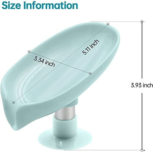 Image of Leaf-Shape Self Draining Soap Dish Holder, Easy Clean Soap Dish for Shower with Suction Cup Creative soap Box, for Bathroom, Kitchen, Bathtub, Wash basins (Pack of 2, Soap Dish Holder)