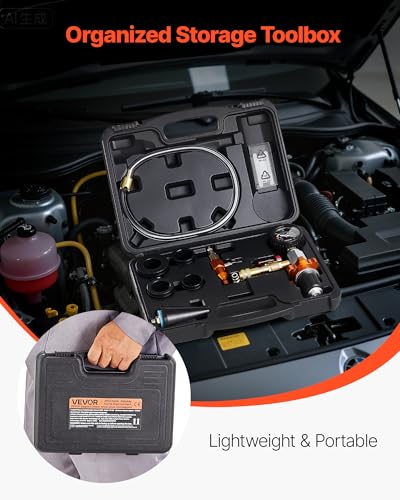 Image of VEVOR Radiator Vacuum Refill Kit, Automotives Cooling System Vacuum & Purge Fill Tool with Gauge, Portable Radiator Coolant Filling Kit with Toolbox, Universal Fit for Most Cars Vans SUVs and Trucks