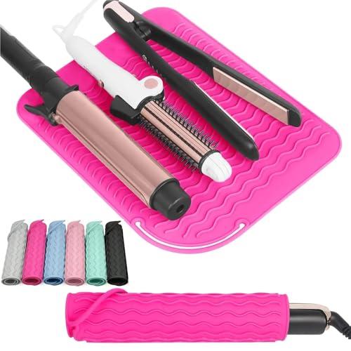 Set de 2 piezas tapete resistente al calor de silicona para herramientas de cabello - Estuche antideslizante para planchas y rizadores (Color 3) miniatura 4