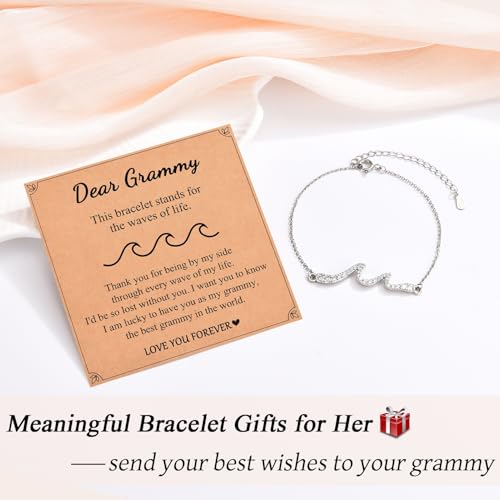 Image of Wave Bracelet Gifts for Mom Grammy Nana Boss Lady Best Friends Sister Daughter Granddauhgter Niece, Christmas Birthday Easter Valentines Day Graduation Gifts for Women Her Girls