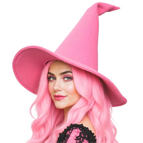 gagift world Pink Witch Hat, 18IN Wizard Hat for Adults...
