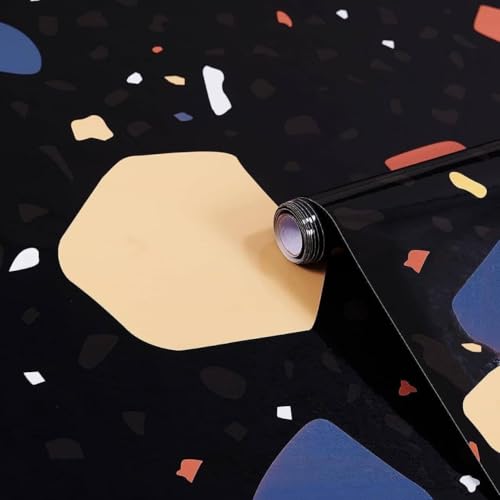 Image of KBR Self-Adhesive 3D PVC Wall Sticker - Waterproof & Oil-Resistant Kitchen Backsplash Wallpaper, Decorative Wall Covering for Home, Hotel, Bedroom, Living Room & Cafe (Black, 60cm x 200cm, 1 Piece)