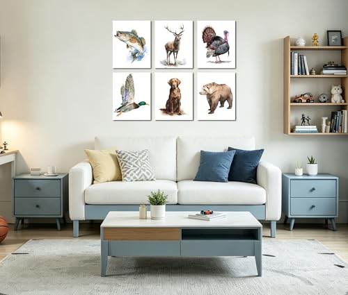 Image of Frimeeme Vintage Hunting Wall Art Prints, 6 Pack, 8x10 Inch