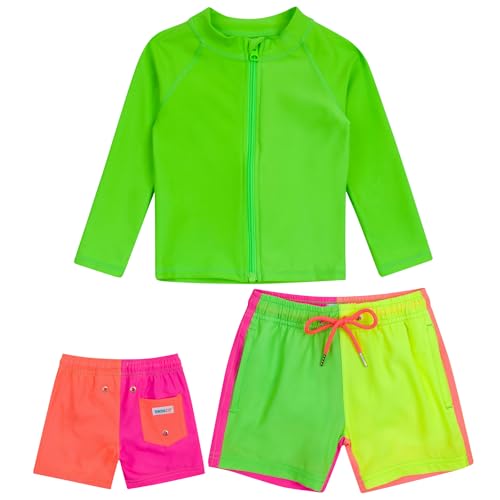 Image of SwimZip Boys' Long Sleeve Rash Guard & Swim Shorts Set - UPF 50+ Sun Protection