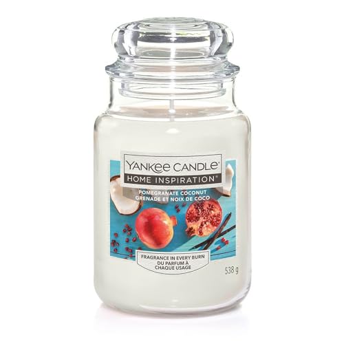 Yankee Candle Pomegranade Coconut Large Jar Candle - Fresh Tropical Fruity Coconut & Pomegranate Scent - Take to distant beaches with fresh fruit cocktails