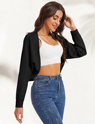 Women's Fall 2025 Cropped Cardigan Long Sleeve Sweaters Lightweight Knit Open Front Bolero Shrugs Fashion Outfits3
