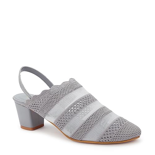 Image of Marc Loire Women's Knitted Round Toe Block Heel Mules for Casual and Formal Wear