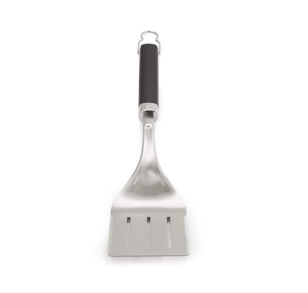 Weber Spatule premium (46cm), en acier inoxydable, avec poignée confortable antidérapante, col incliné, lavable au lave-vaisselle - Noir / Argent (6761)