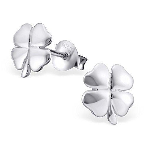 925 Sterling Silver Little Four Leaf Clover Ear Studs 18961
