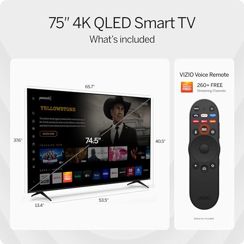 Image of VIZIO 75-inch Quantum 4K QLED Smart TV with Dolby Vision, 120FPS @ 1080p PC Gaming, WiFi 6, Bluetooth Headphone Capable, Apple AirPlay, Chromecast Built-in (New)- M75Q6-L4