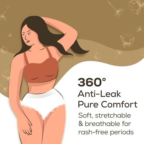Image of Evereve Organic Cotton Period Panty for Girls & Women, (M-L), 10 Pcs, 360 Degree Overnight Coverage, 100% Natural Comfort, High Absorbency for Heavy Flow, Maternity Postpartum Disposable Panty