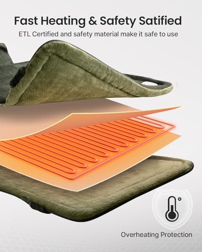 Image of RENPHO Electric Heating Pad for Back, Birthday Gifts for Women Men Mom Dad, FSA Eligible & HSA Store, Neck and Shoulder Heat Pad, Fast Heating, 24 inchx33 inch, ETL Certified, Green