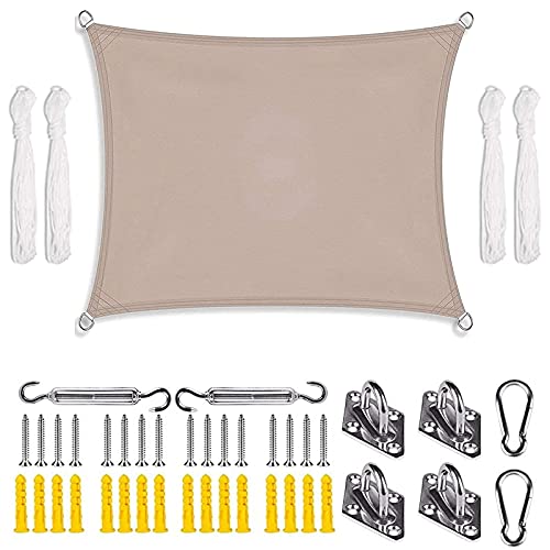CHBIN Sun Shade Sail 6x7m Waterproof Shade Waterproof Dustproof and Windproof Wear Resistance for Outdoor Patio Garden Yard Backyard, Khaki